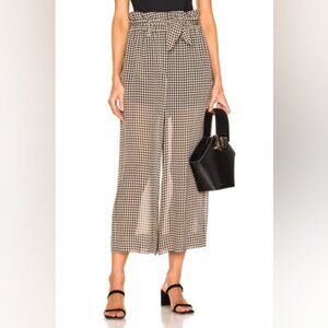 Nanushka Paperbag Pant Size XS Cropped High Waist Wide Leg Flowy Check Tie Belt